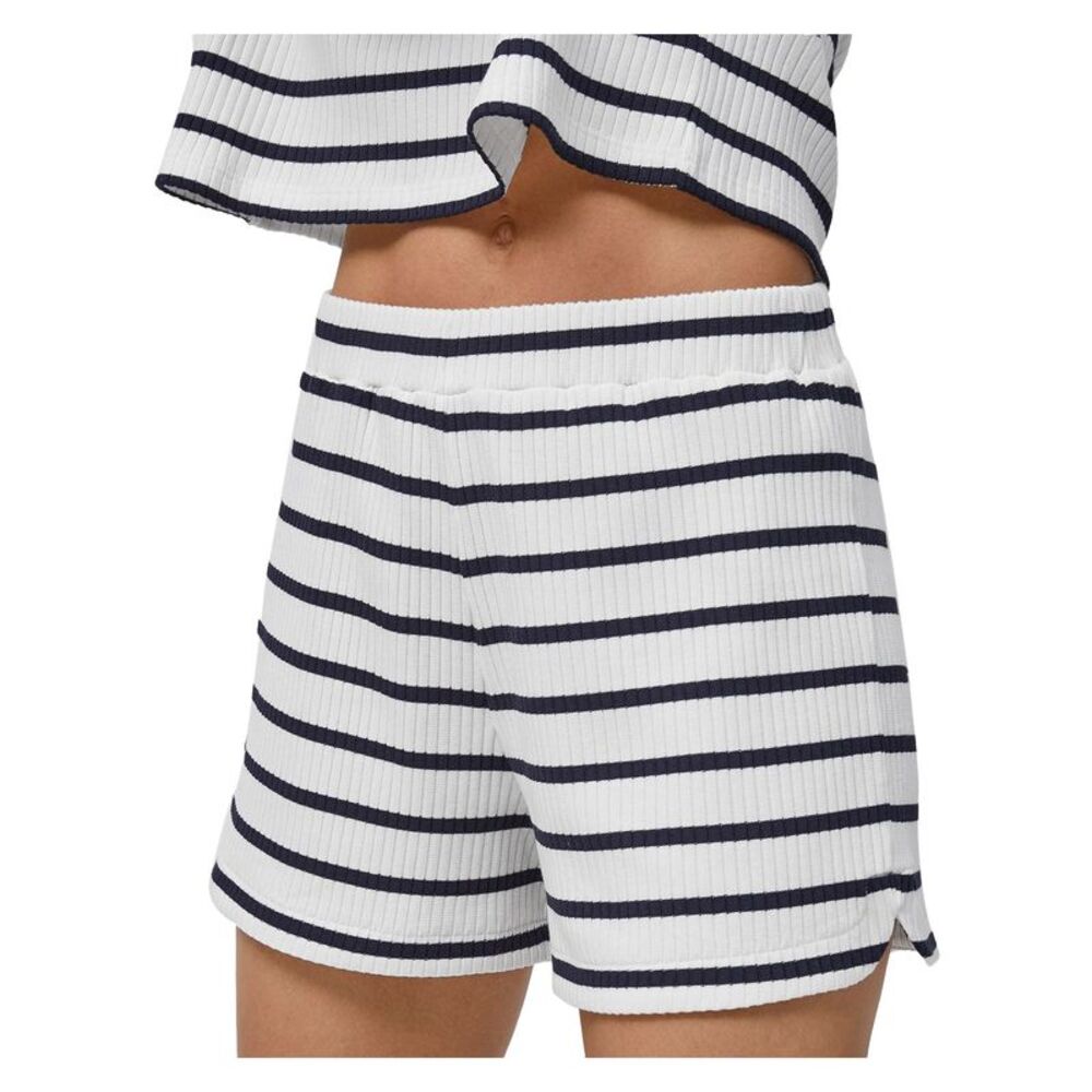 FRENCH CONNECTION Womens White Stretch Ribbed Ruched Elastic-waist Shorts XS